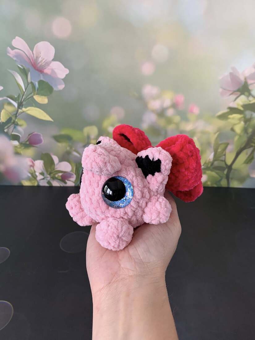 Peluche Pokémon Rondoudou avec noeud en crochet sur les Mailles Calines 