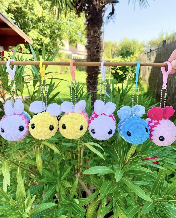 Porte-clés abeille Les mailles calines